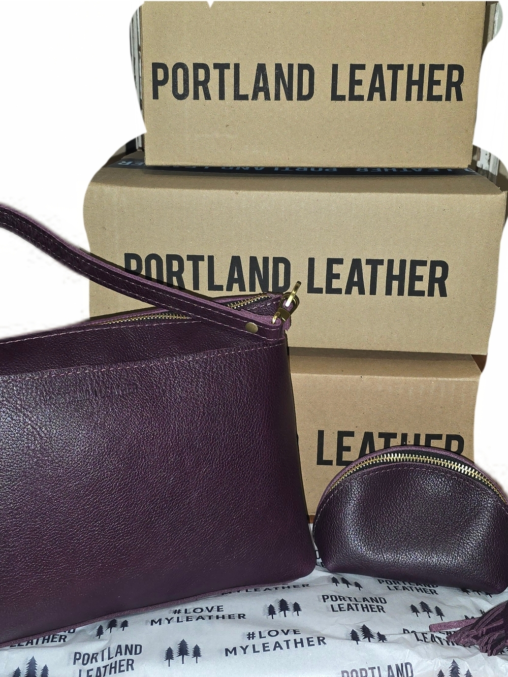 Portland Leather Women's Plum Leather Crossbody and Coin Pouch